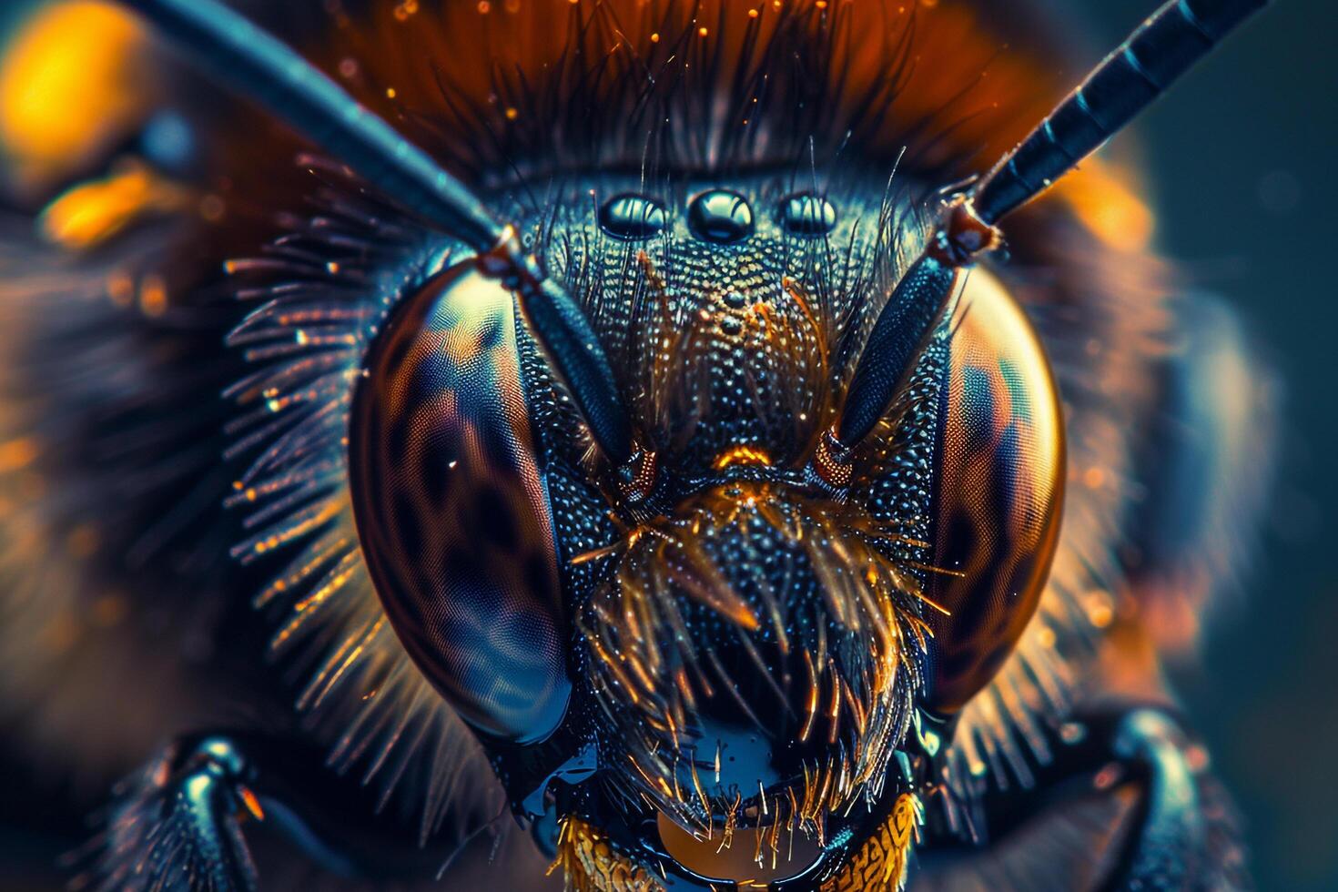 Bees Compound Eye Intricate Textures and Patterns in the Lenses Background and Nature photo