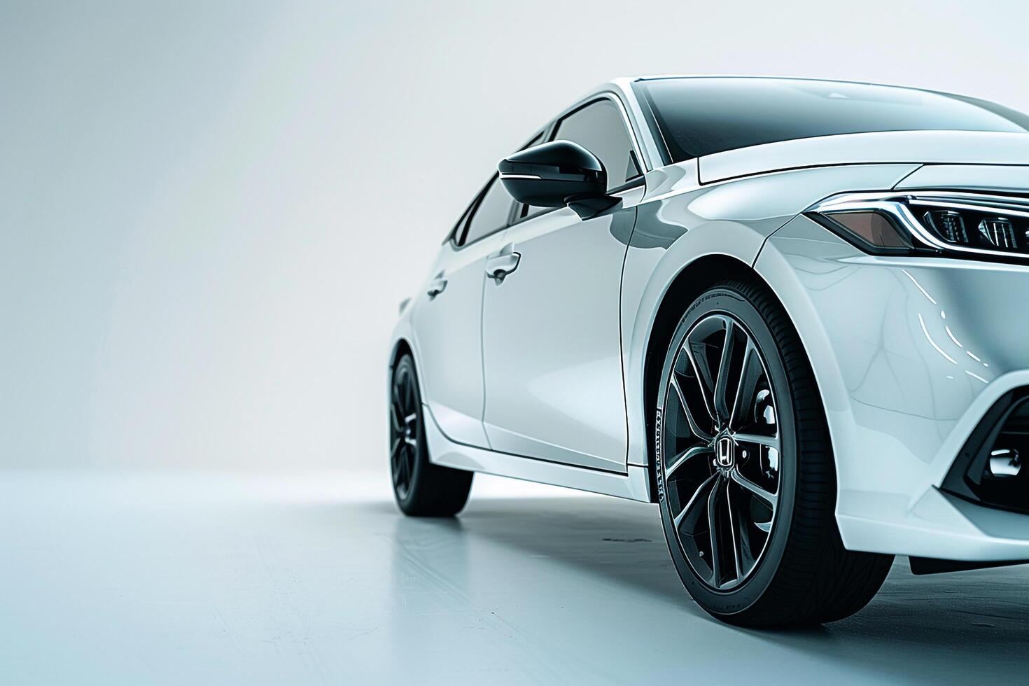 Efficient Hybrid Car Displayed on White Background   nature background photo