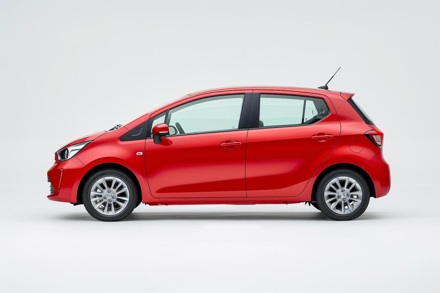 New Compact City Car on White Studio Platform photo