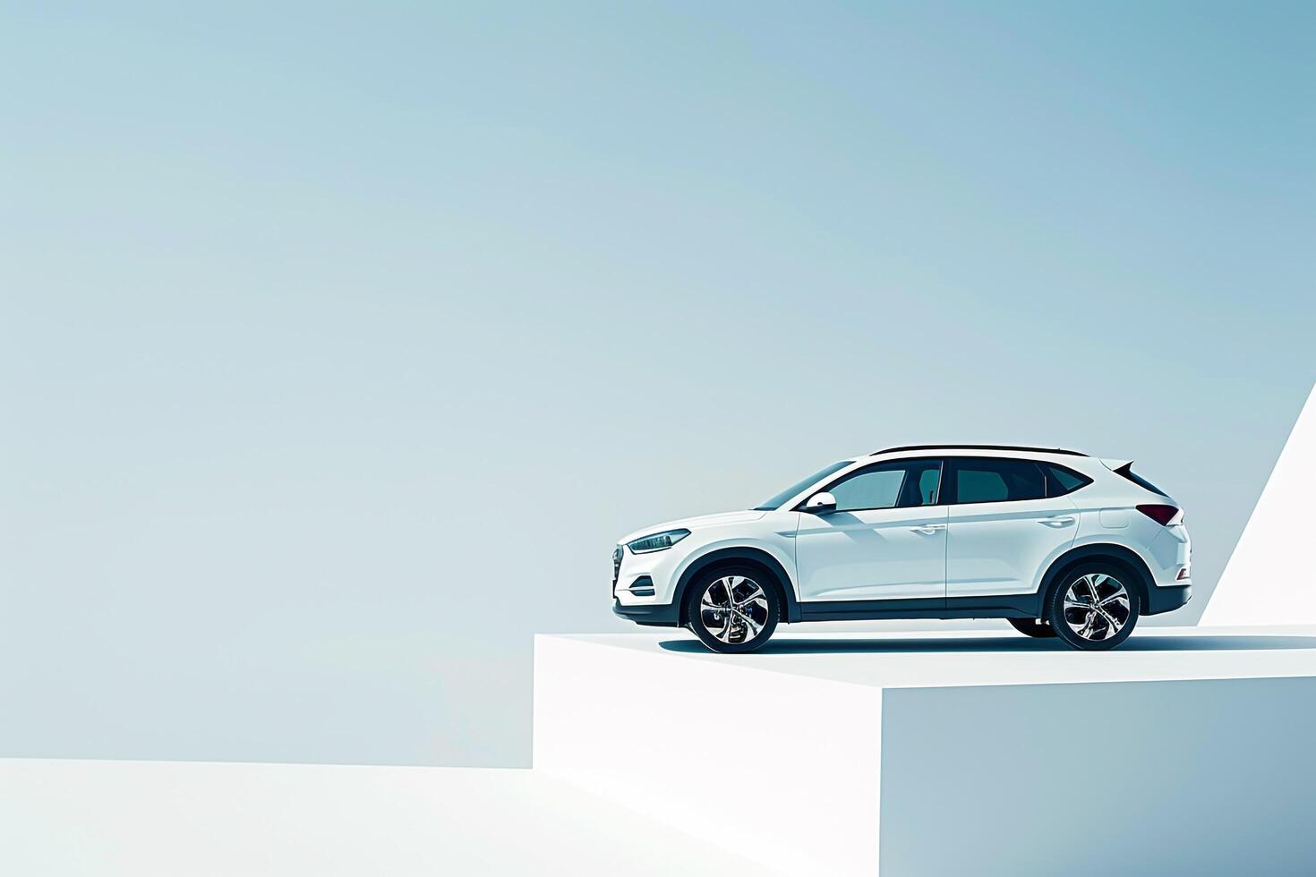 New Family SUV Parked on White Platform Emphasizing Its Safety Features and Spacious Design photo