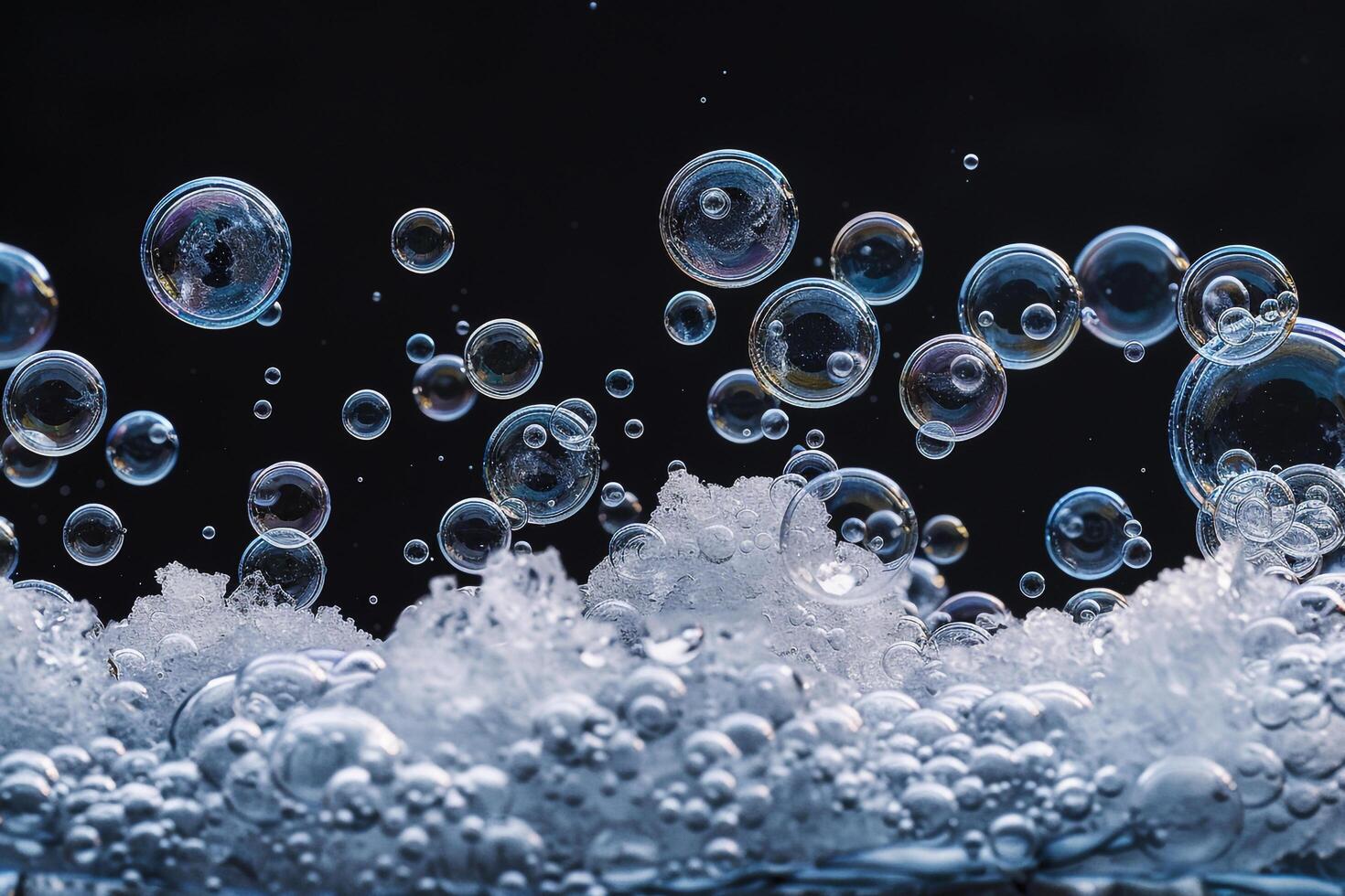 Abstract of Bubbles Trapped in Ice Creating Pattern Against Dark Background photo