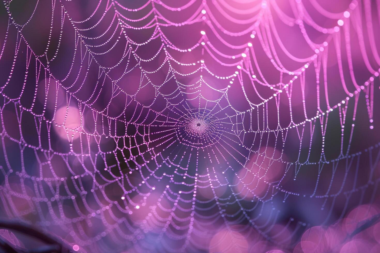 Abstract of Light Reflecting Off the Surface of Dew Covered Spiderweb photo