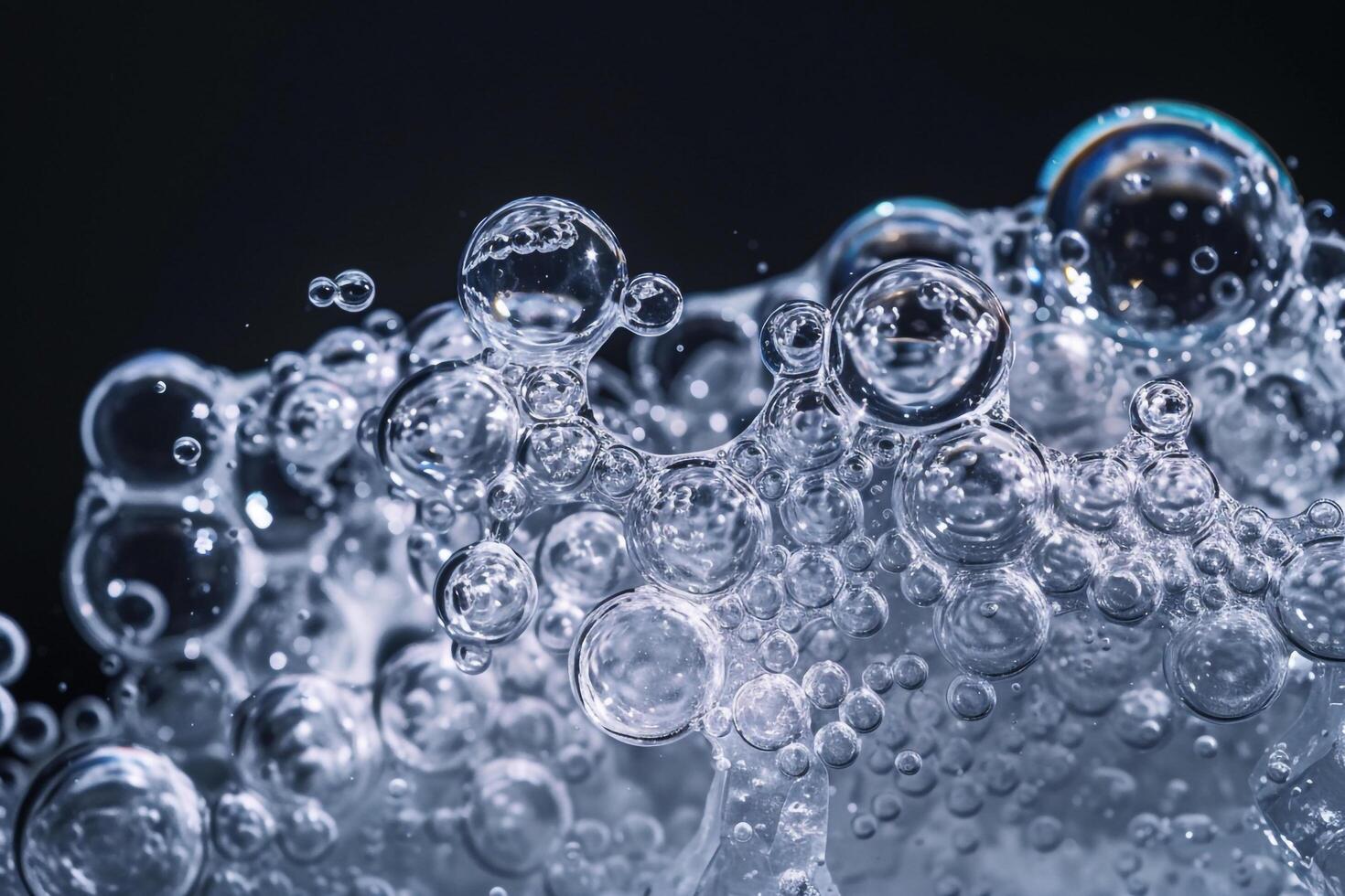 Abstract of Bubbles Trapped in Ice Creating Pattern Against Dark Background photo