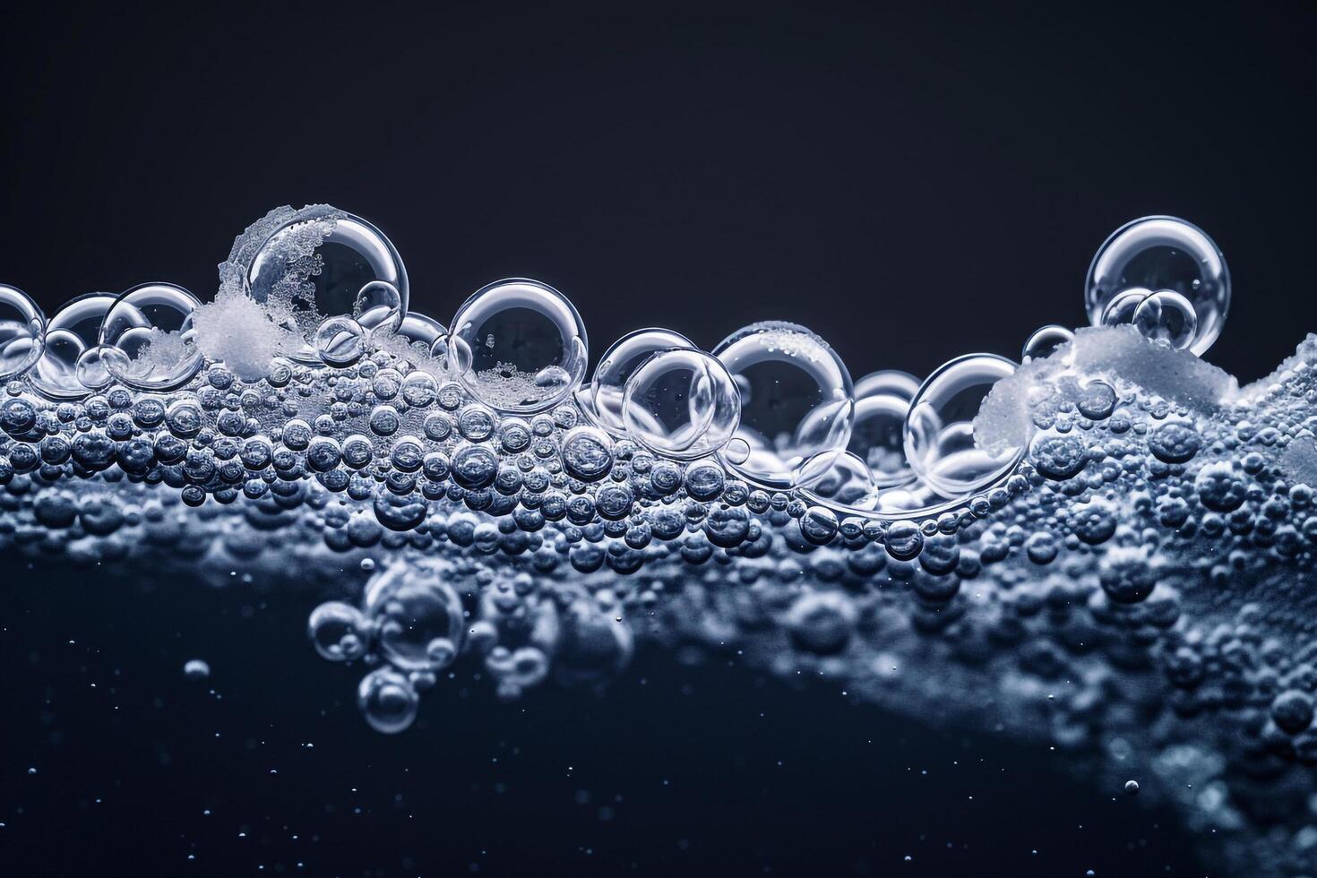 Abstract of Bubbles Trapped in Ice Creating Pattern Against Dark Background photo