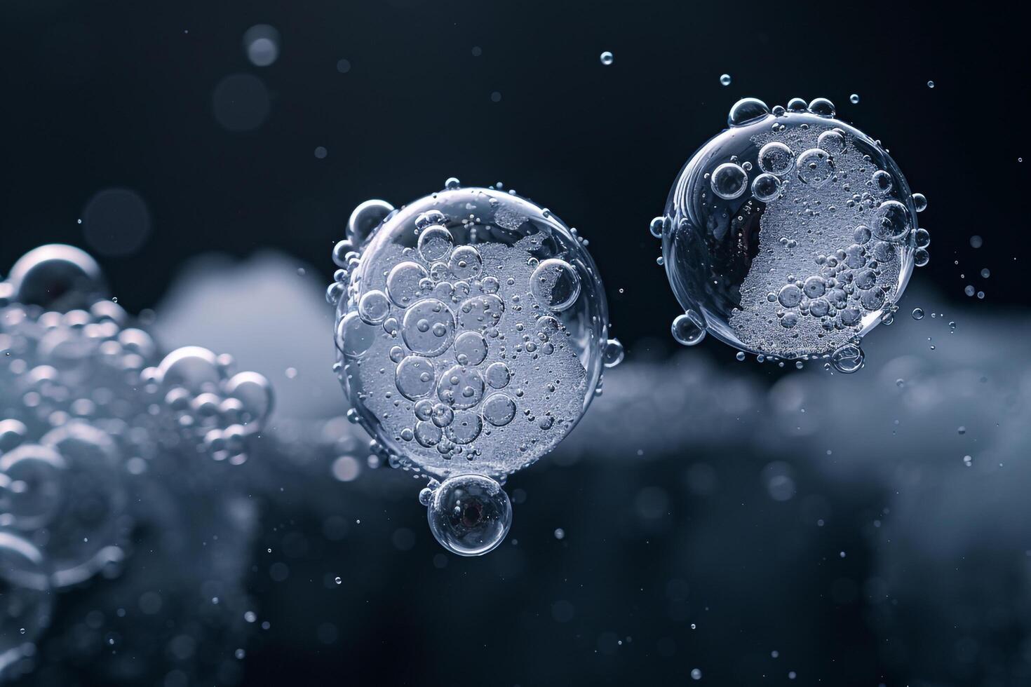 Abstract of Bubbles Trapped in Ice Creating Pattern Against Dark Background photo