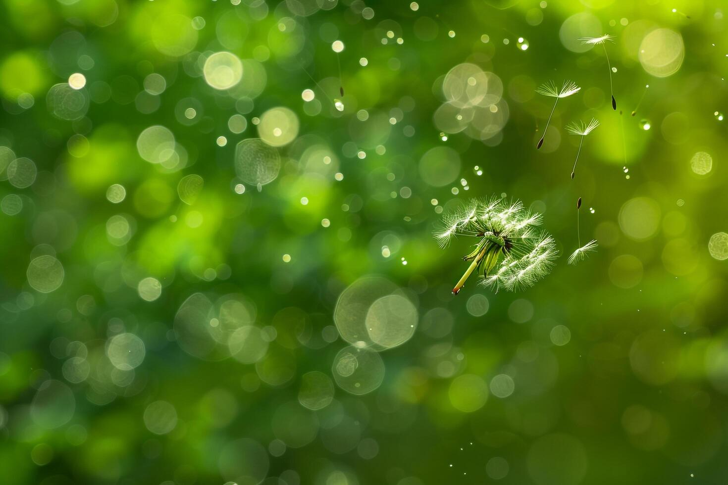Dandelion Seeds Suspended in Mid Air with Red Meadow Background   nature background photo