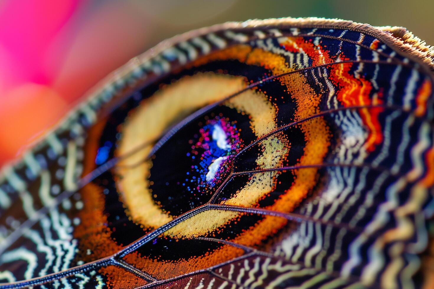 Butterflys compound eye showcasing vibrant colors and intricate patterns nature background photo