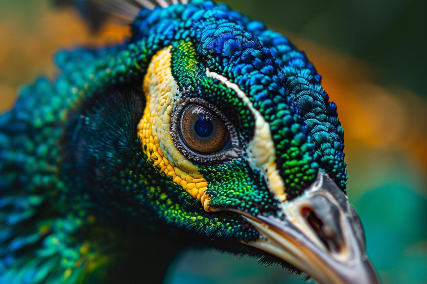 Peacocks eye with intricate feather patterns and s showcasing natures elegance photo