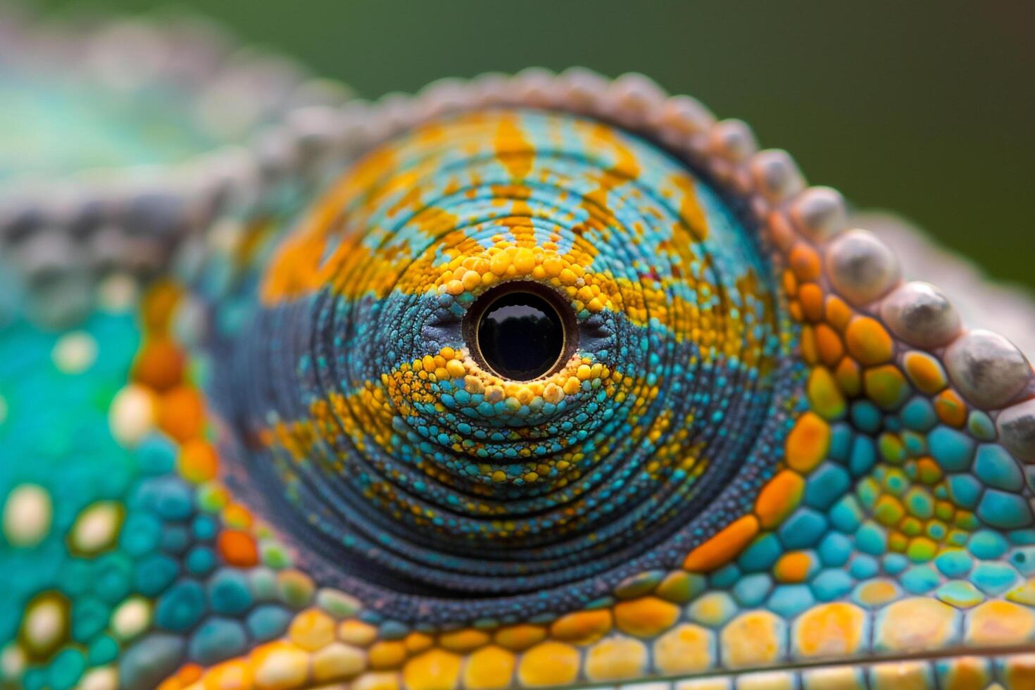 Chameleons eye with dynamic textures and vibrant colors capturing natures diversity photo
