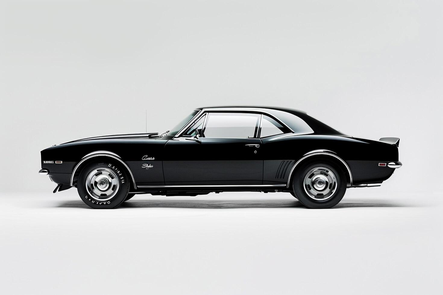 Timeless Classic Muscle Car on White Background Capturing Its Restored Perfection photo