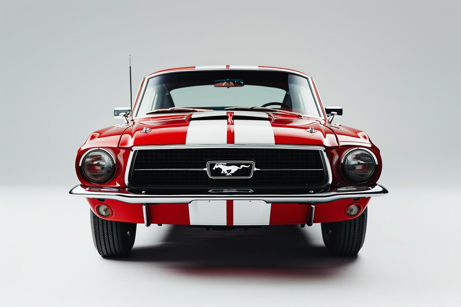 Restored Classic Muscle Car on Plain White Background Capturing Timeless Appeal photo