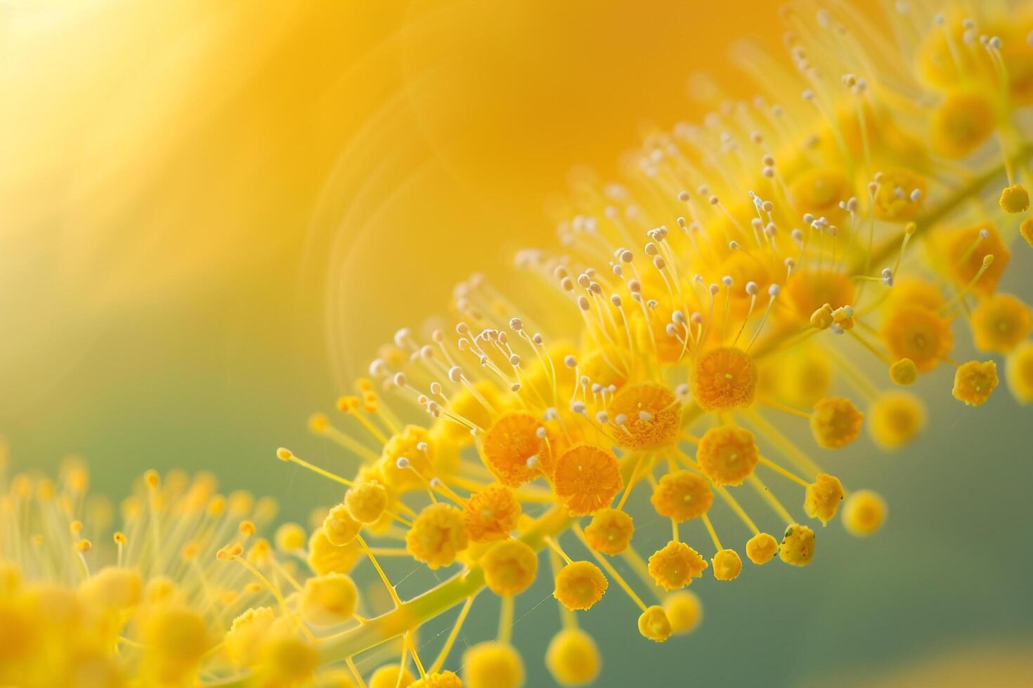 Mimosa Flower Petals in Nature Background photo