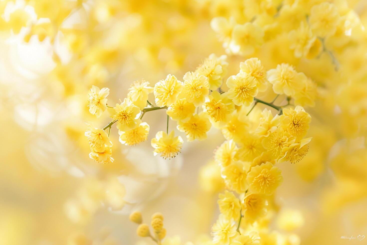 Mimosa Flower Petals in Nature Background photo