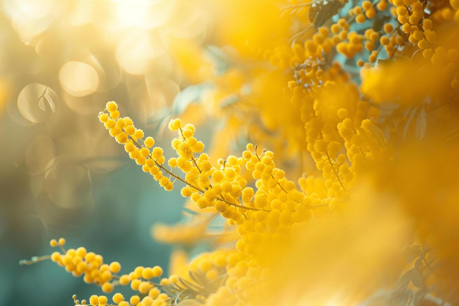 Mimosa Flower Petals in Nature Background photo