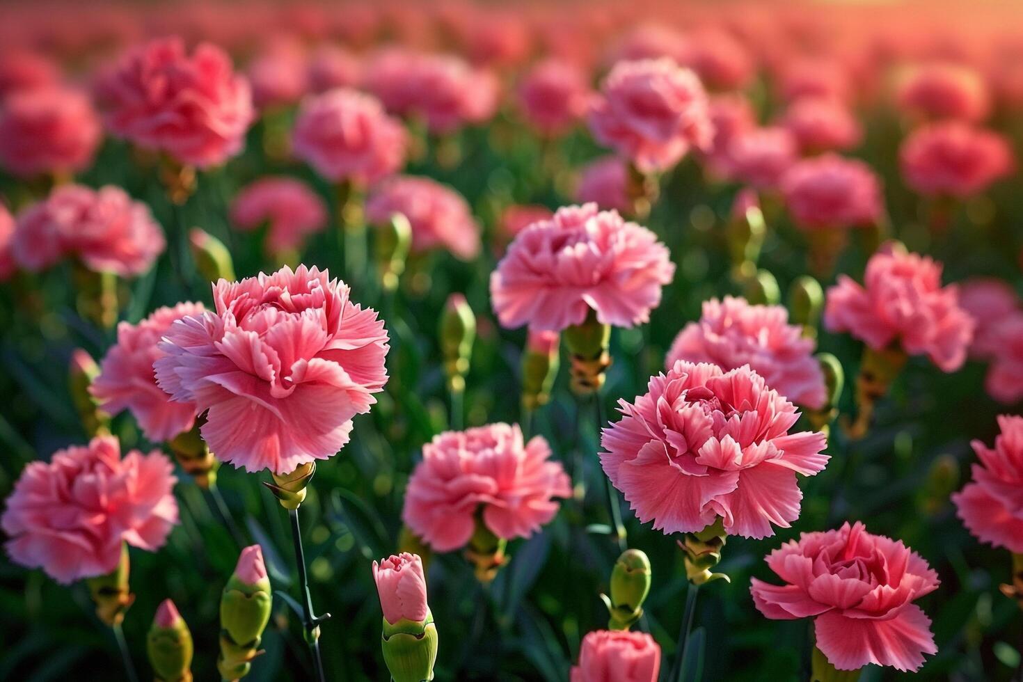 Fresh Field of Carnation Flowers Blooming in Nature  Nature Background photo