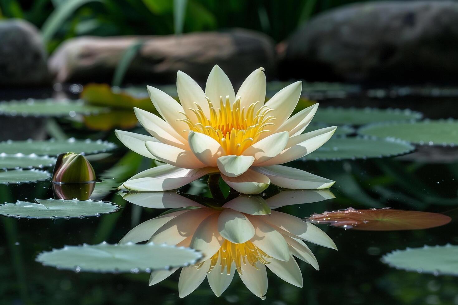 Lotus Flower in Pond Nature Background photo
