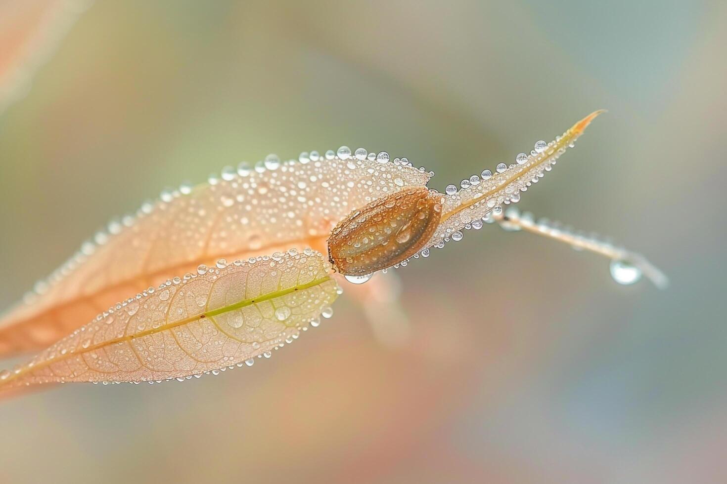 Maple Tree Seed with Dew Drops and Nature Elegance with  Botanical Design photo
