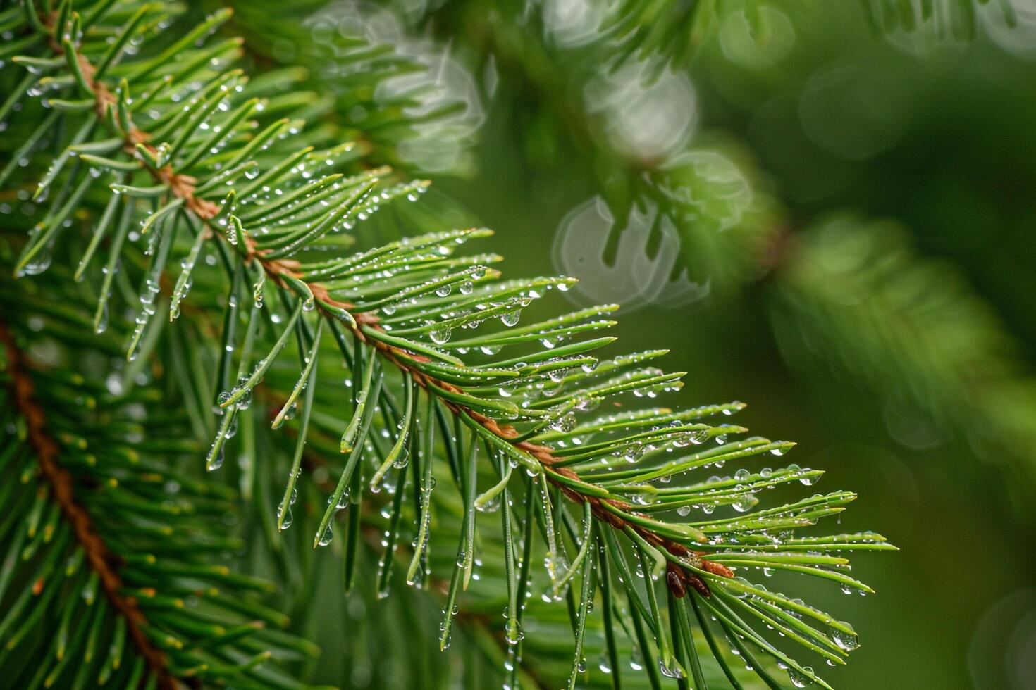 Morning Dew on Pine Needles Background Nature photo