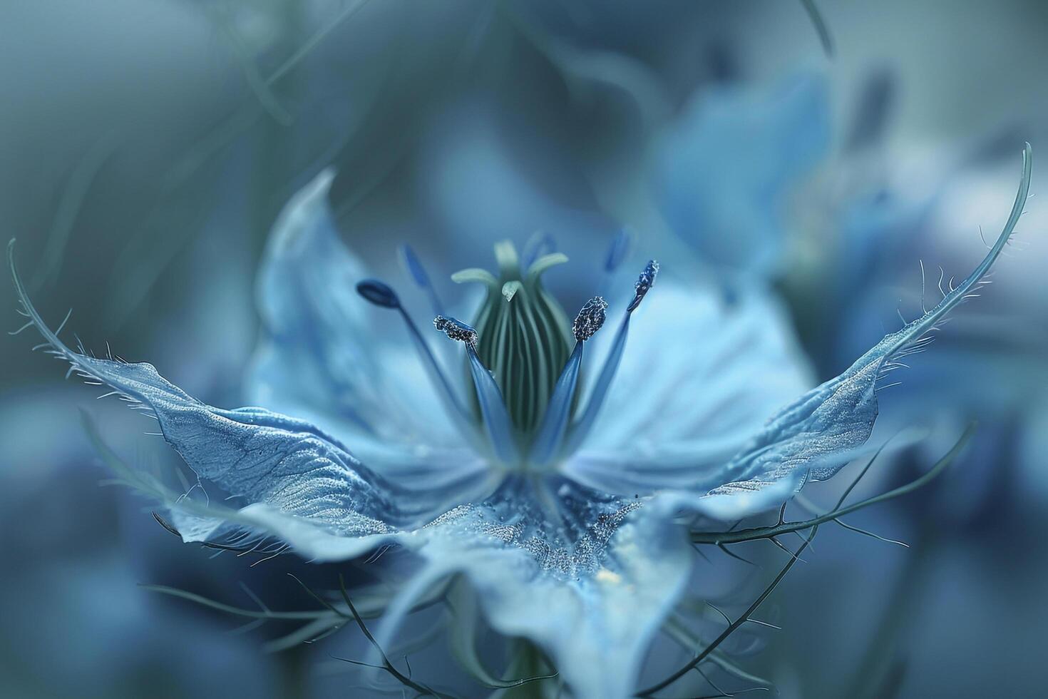 Nigella Flower Nature Background with Intricate Floral Design photo