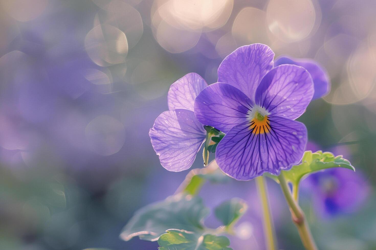 Wood Violet Nature Background with Soft and Charming Wood Violet Blossoms photo