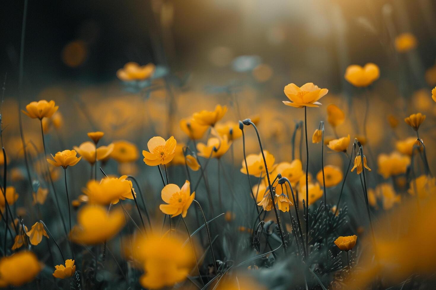 Meadow of Buttercups in Bloom  Nature Background photo