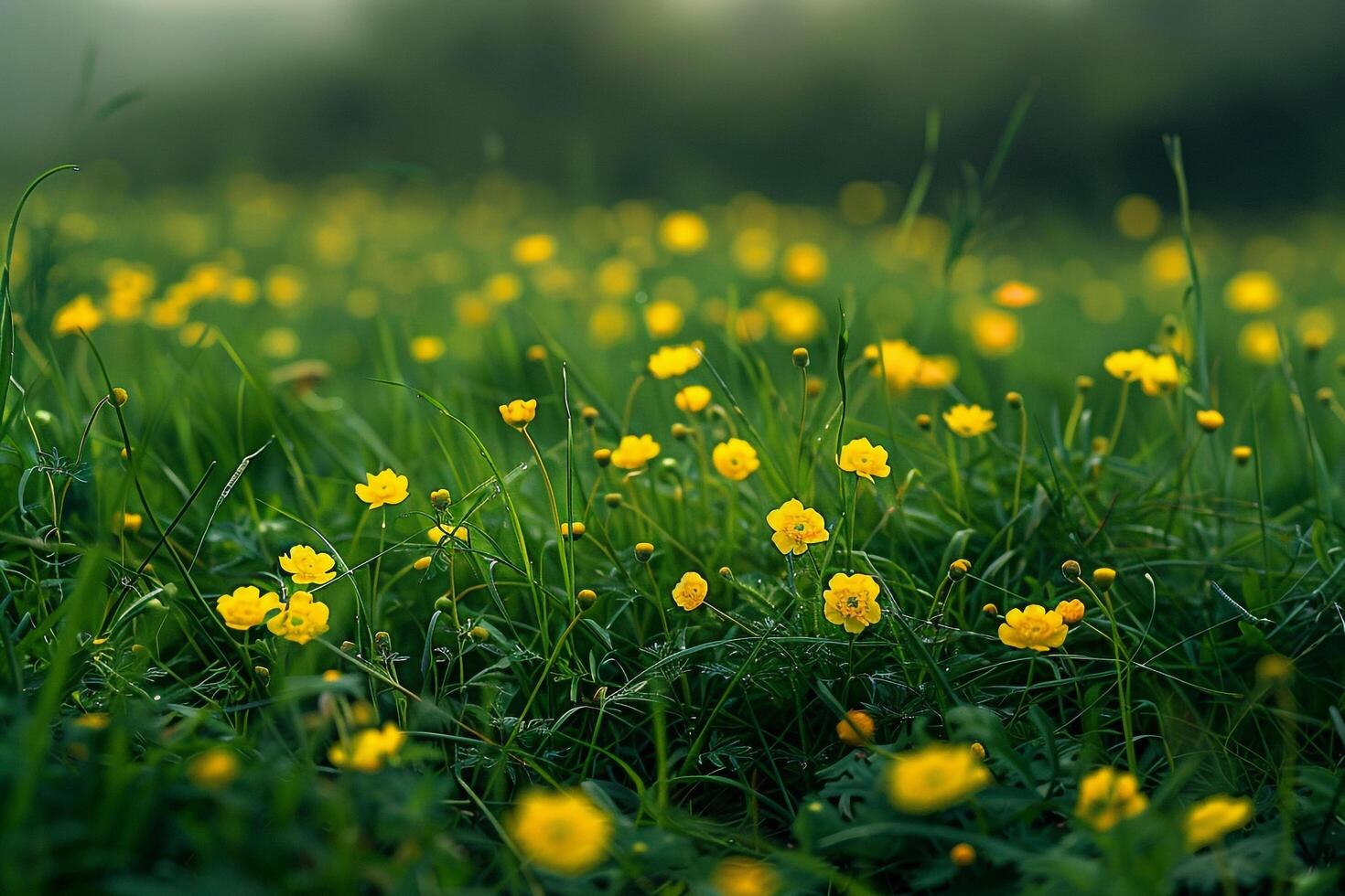 Lush Yellow Eyed Grass Field with  Blooms  Nature Background photo