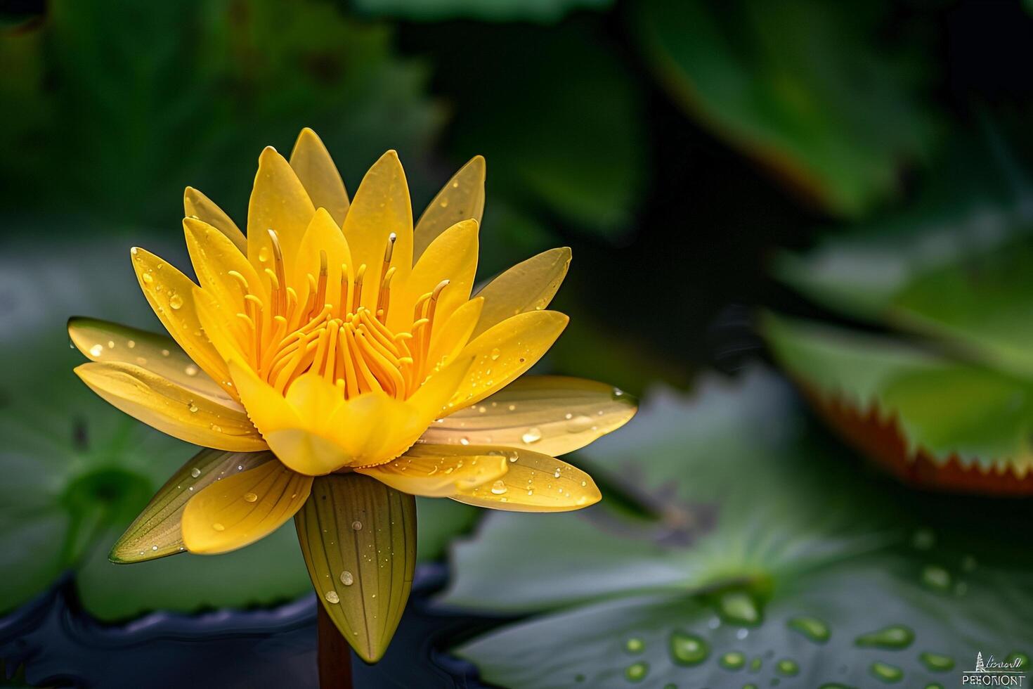 Beautiful Yellow Water Lily in Nature Background photo