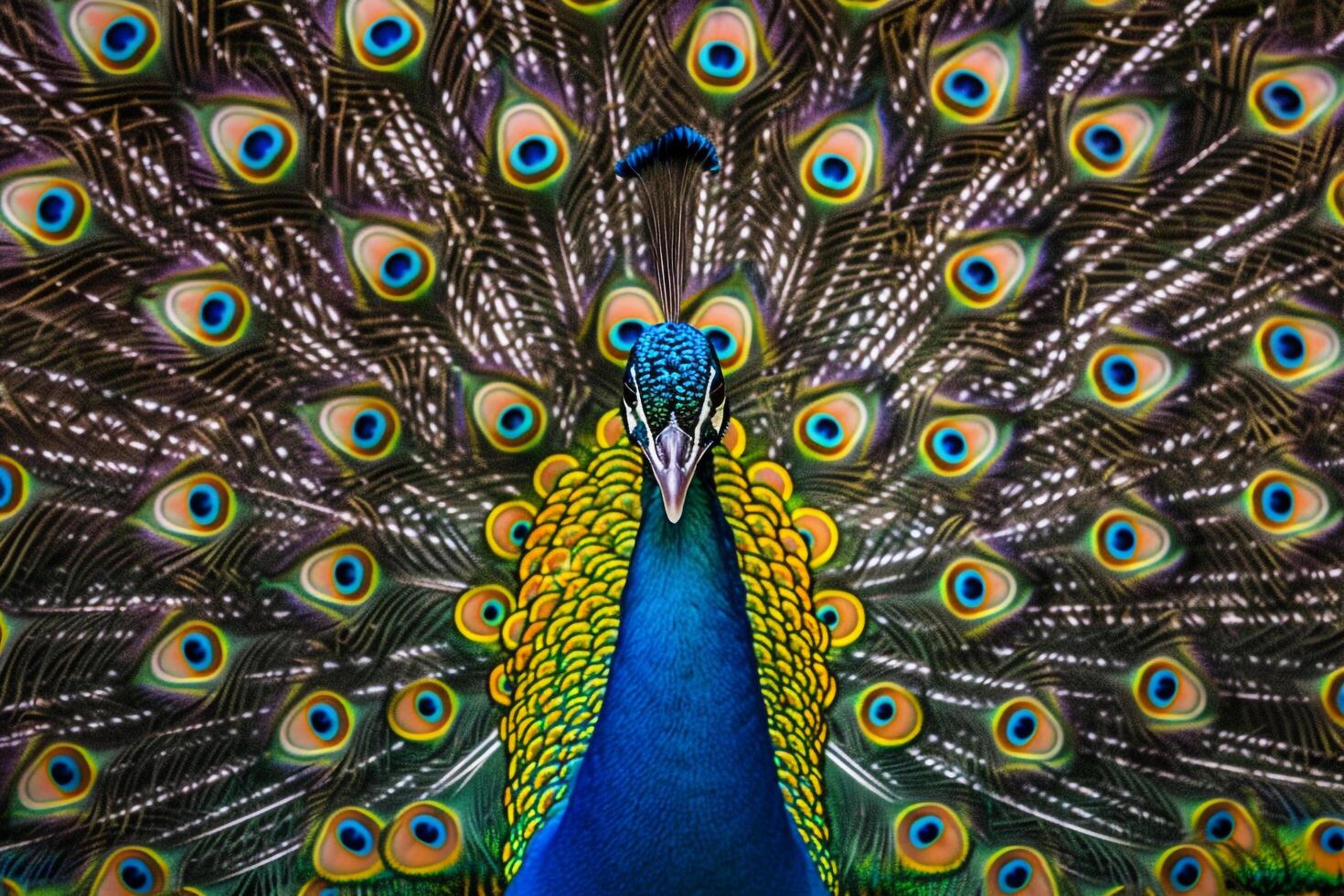 Peacock Showing Its Feathers in Full Display with Nature Background and Elegant Presentation photo