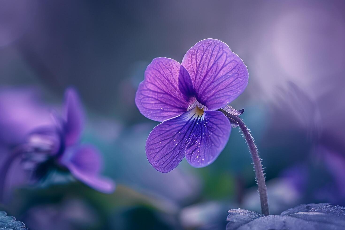 Woolly Violet blooms in a  garden setting with a rich natural background  Nature Background photo