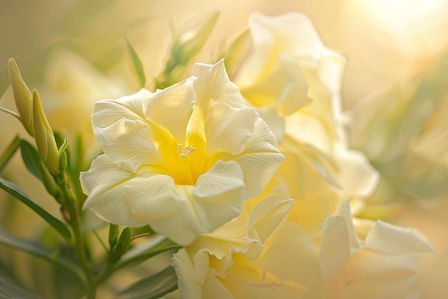 Yellow Oleander flowers with a  natural background in a garden setting  Nature Background photo
