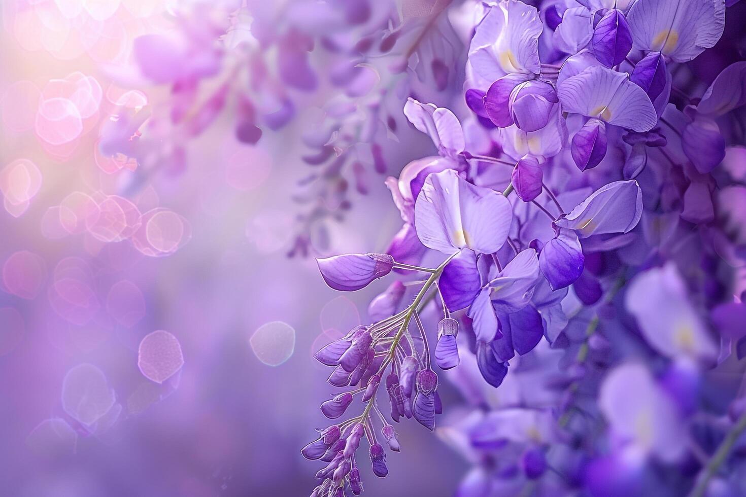 Wisteria Nature Background with Gorgeous Purple Flowers photo