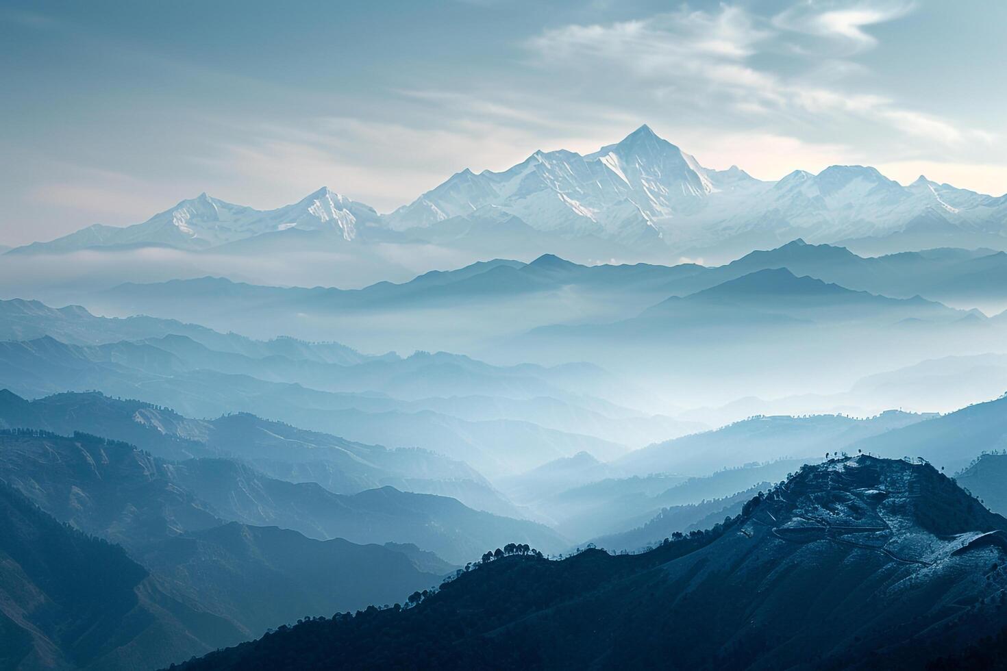 Panoramicsnow capped mountain range nature background photo