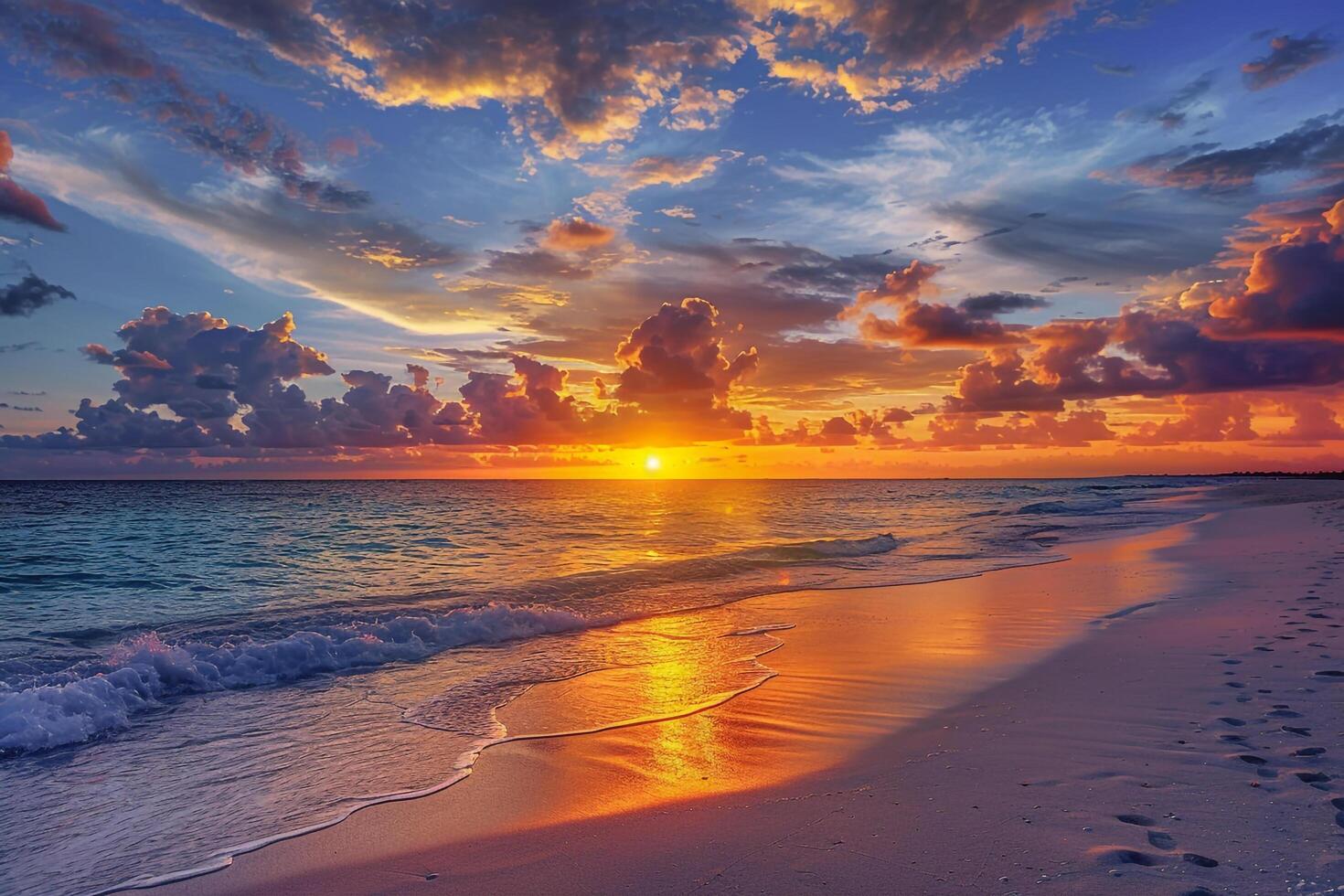 Burst of Colors at Tropical Beach Sunset Background Nature photo