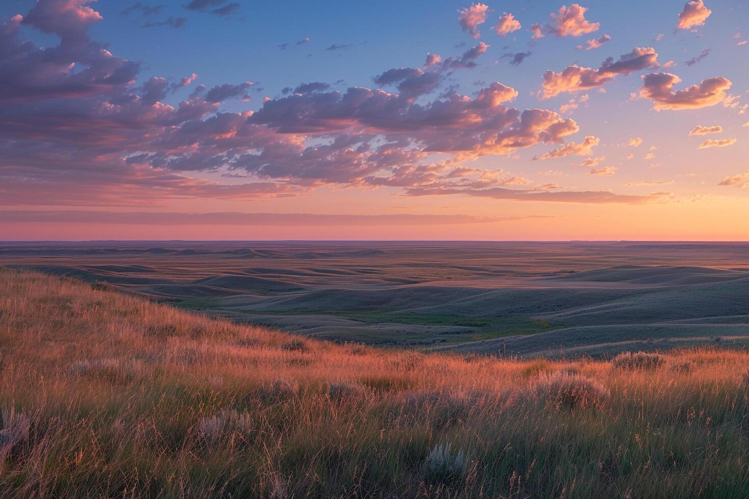 Sunset Over Rolling Plains Background Nature photo