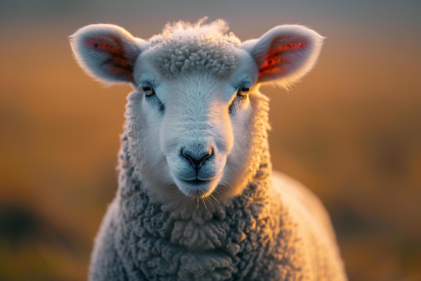 Soft  Portrait of a Lamb with Nature Background and Gentle Light photo