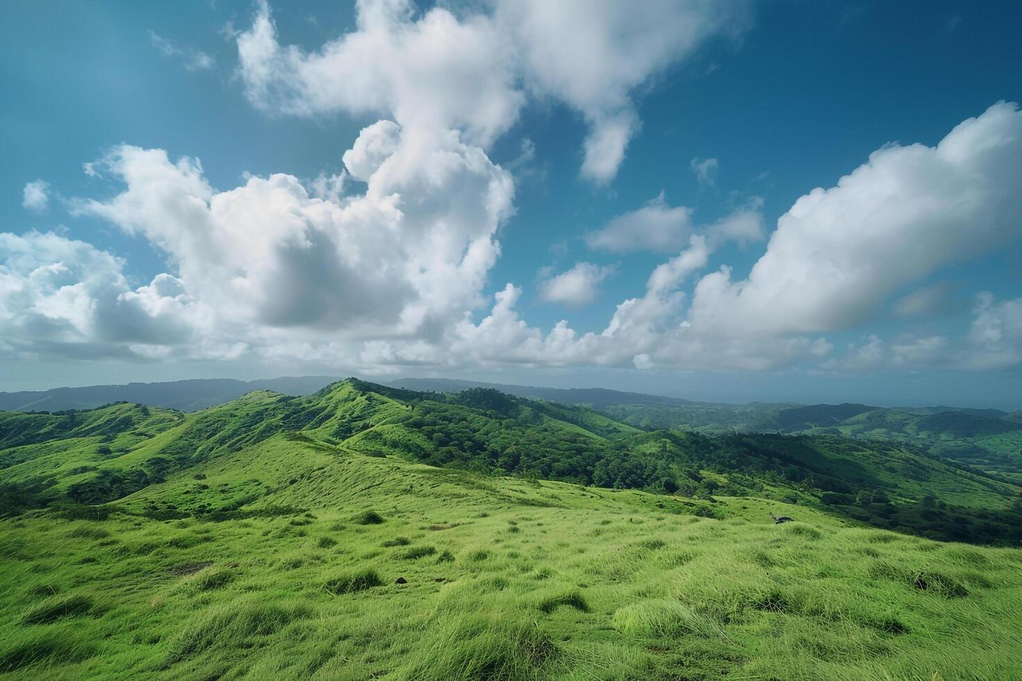 Time Lapse of Clouds Moving Over Verdant Hills Nature Background photo