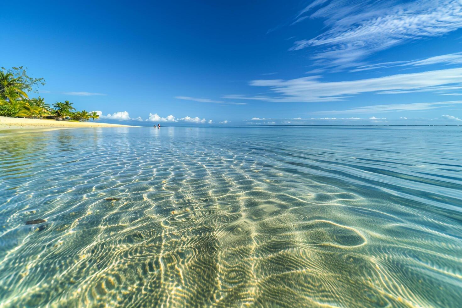 Beach with Crystal Clear Waters Serene Coastal  Nature Background photo