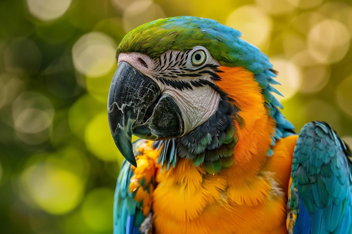 Nature Background Portrait of a Macaw Parrot with  Feathers and Curious Expression Nature Background photo