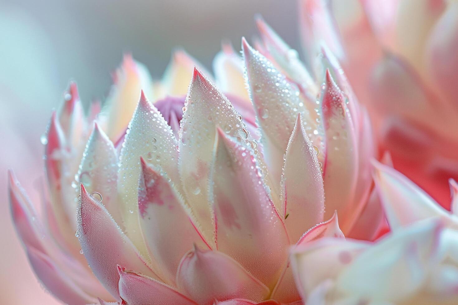 Protea Flowers with Unique Shapes and Textures in Shades of Pink and White  Nature Background photo
