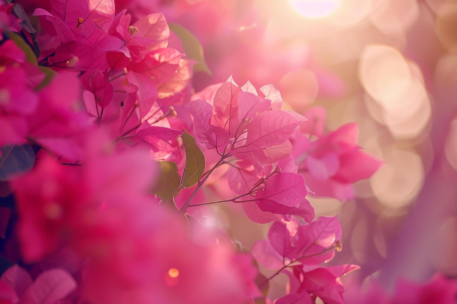 Pink Bougainvillea Flowers in a Lush Nature Background photo