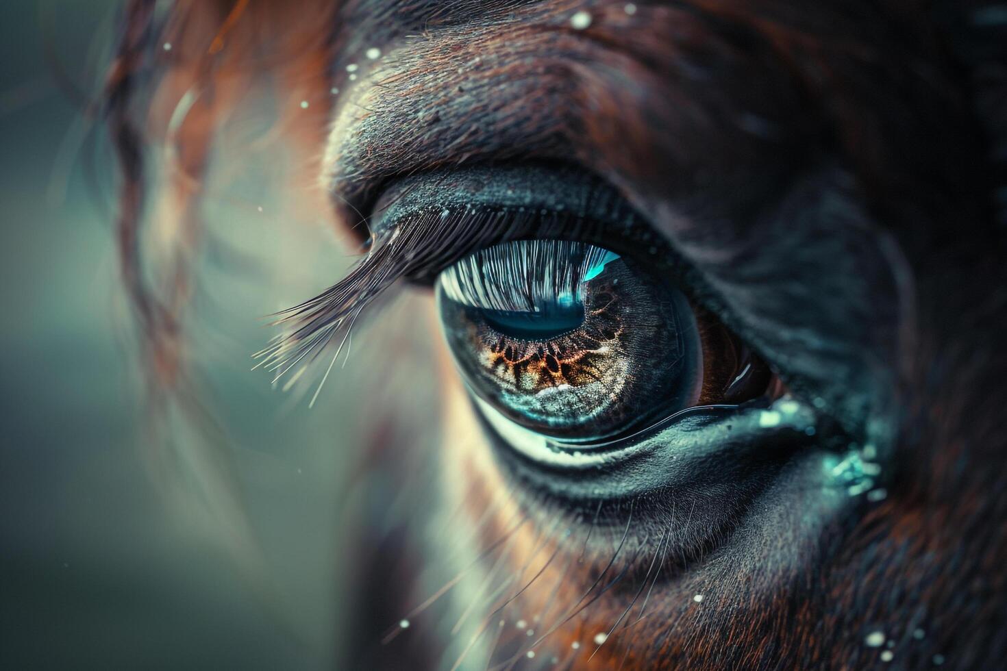 A Nature Background of a unicorns eye. with mystical reflections and a magical aura photo