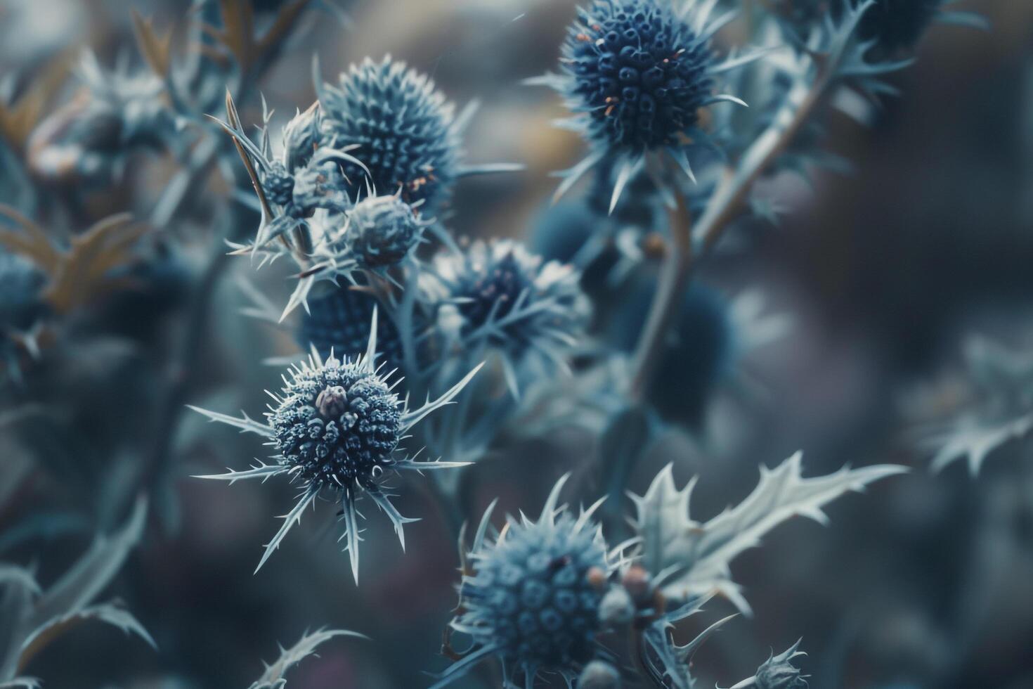 Blue Sea Holly Flowers in Bloom Nature Background photo