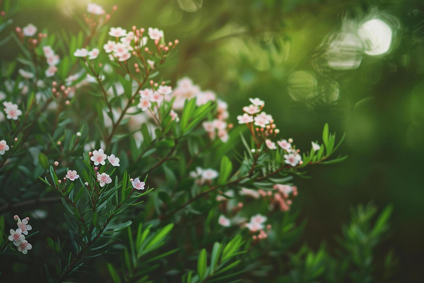 Waxflower in a Tranquil Garden with Lush Green Background Nature photo