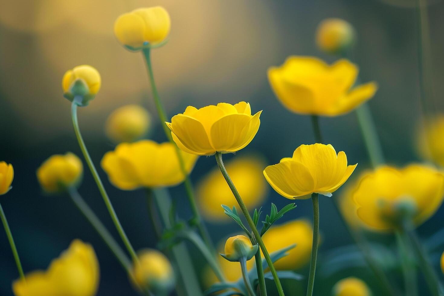 Yellow Buttercup Flowers. Nature Background photo