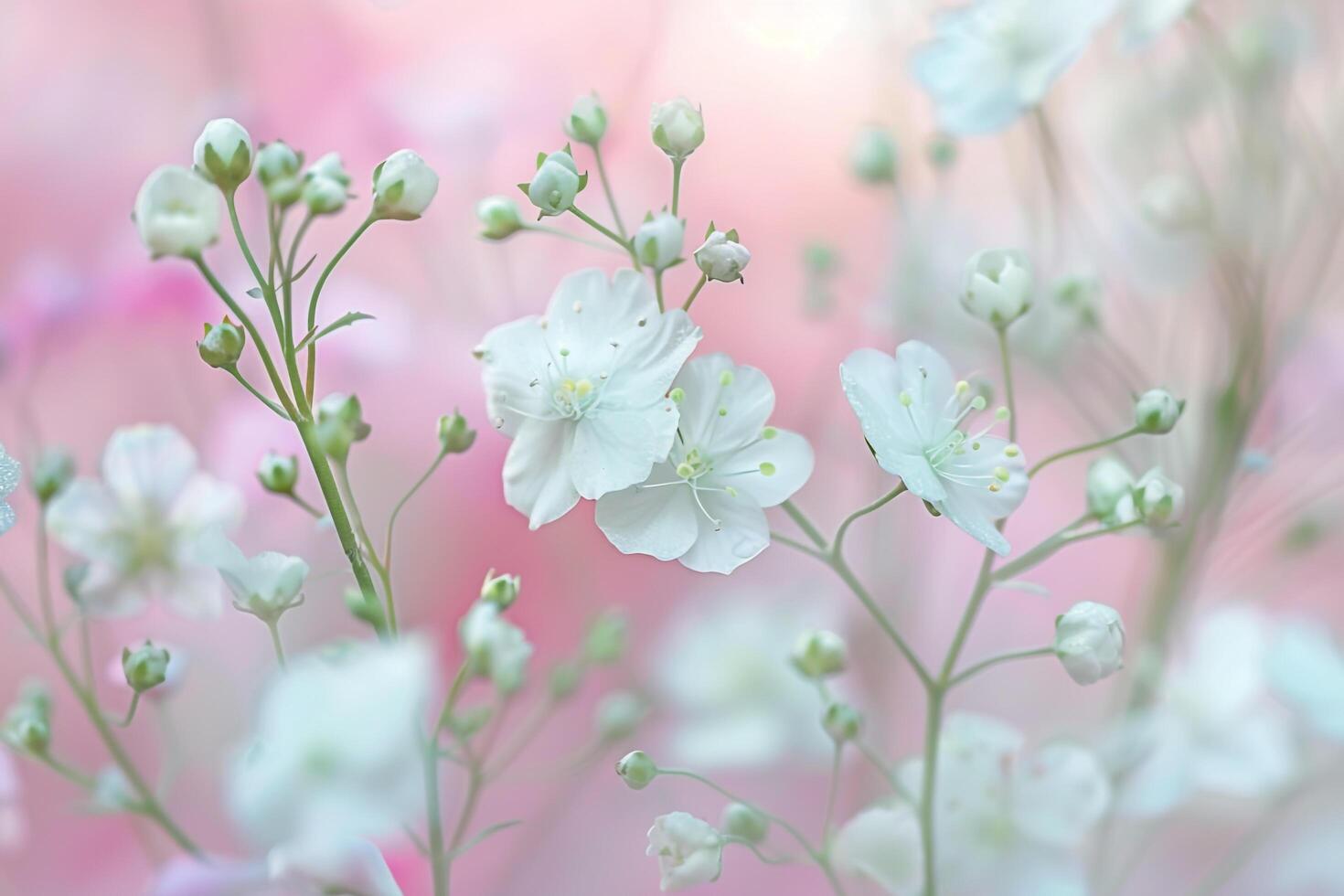 Gypsophila Flowers with Soft Background. Pastel Colors. Nature Background photo