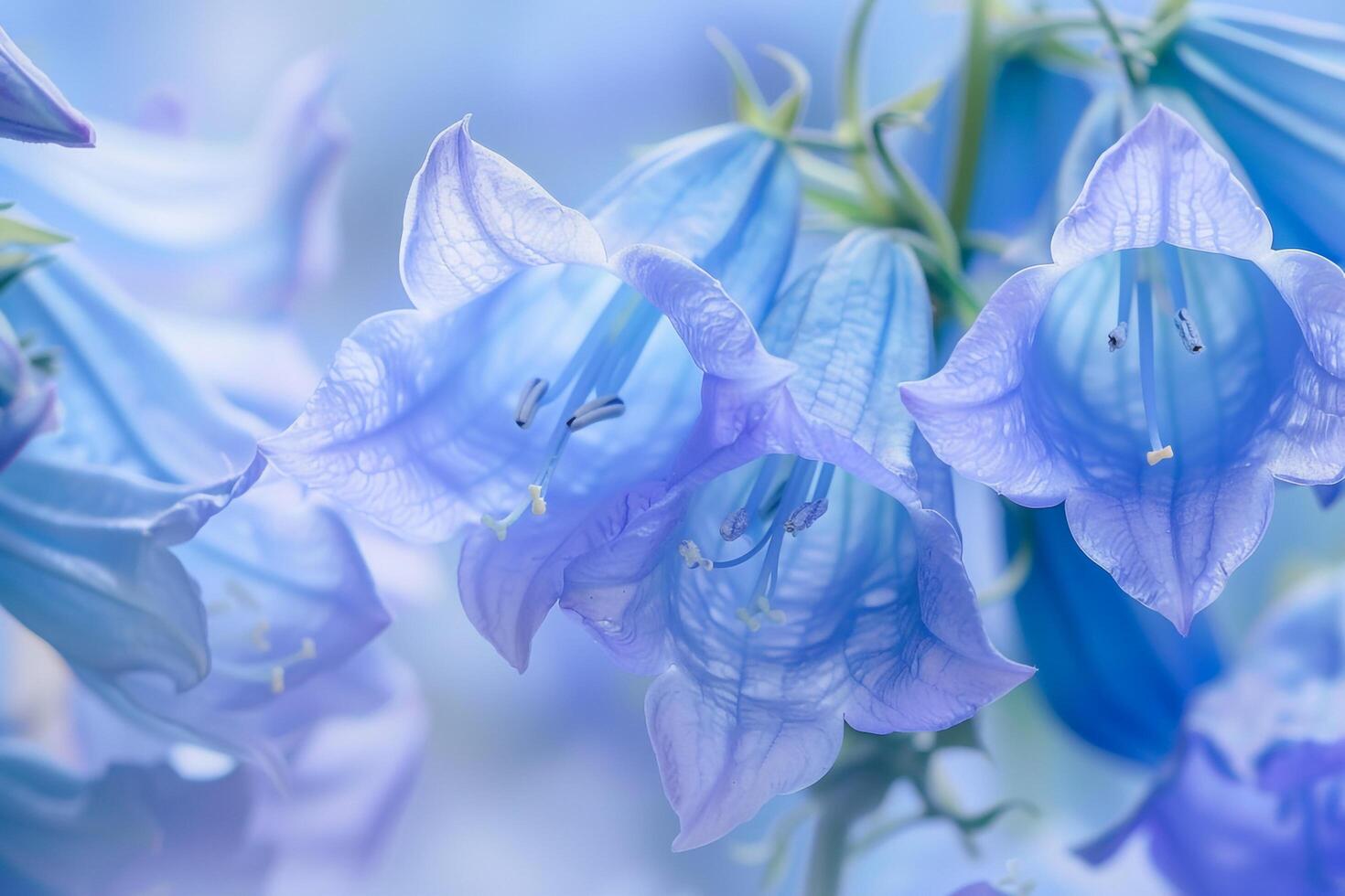 Blue Bellflowers in Bloom. Nature Background photo