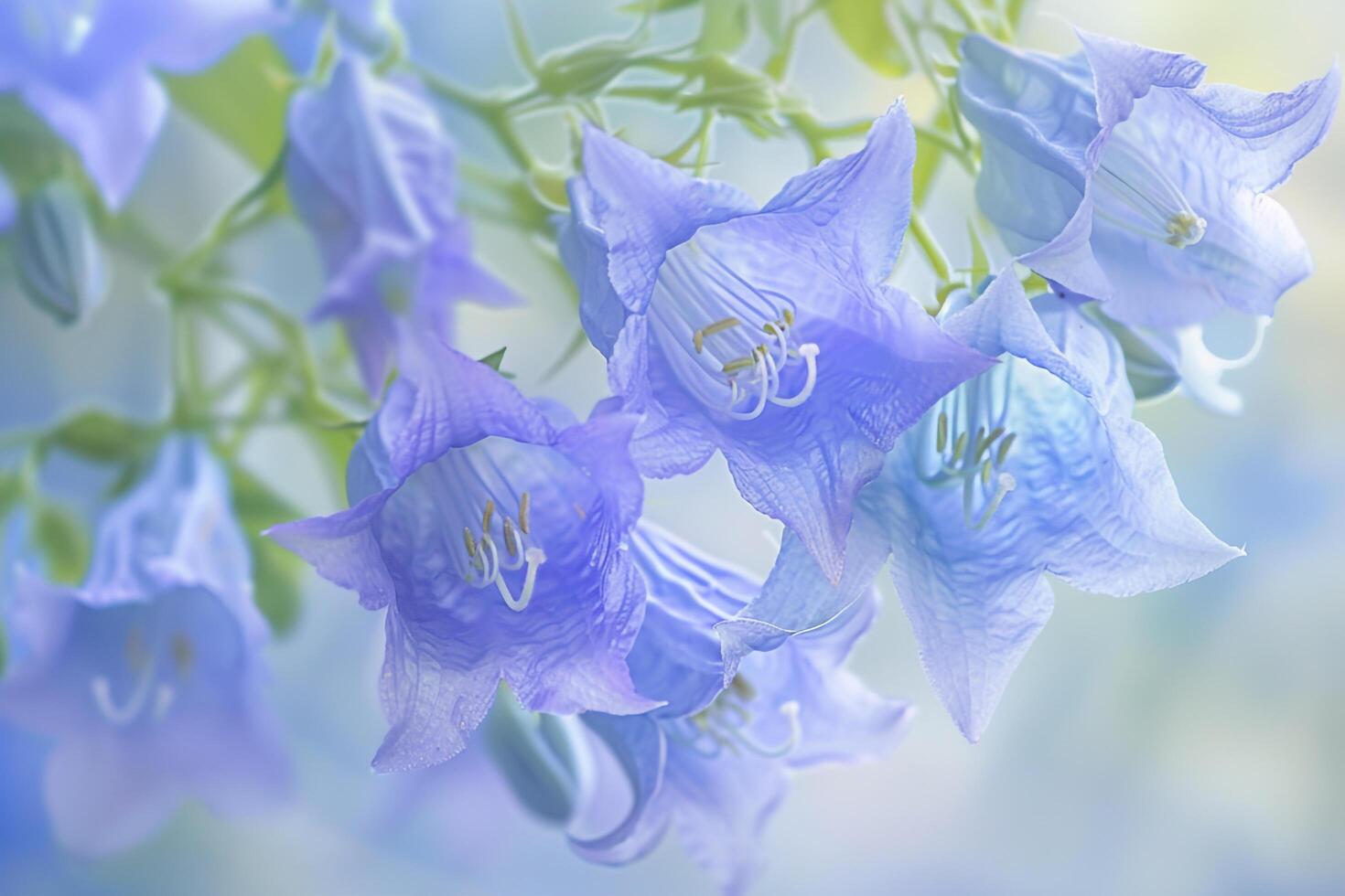 Blue Bellflowers in Bloom. Nature Background photo