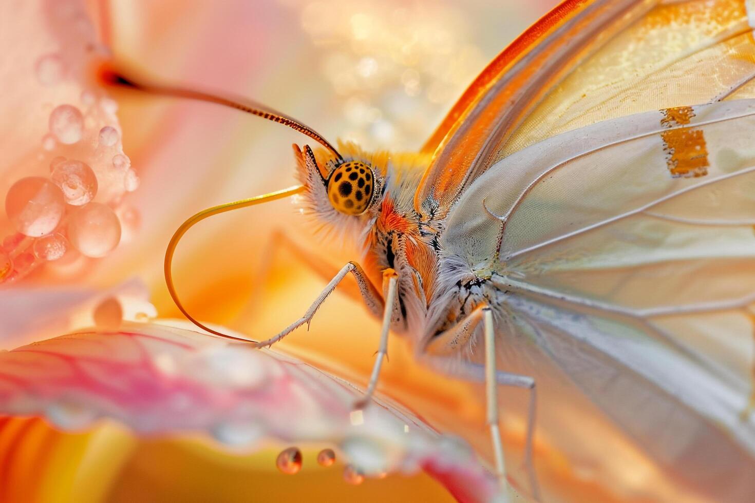 Butterfly Resting on a Flower Petal Nature Background photo