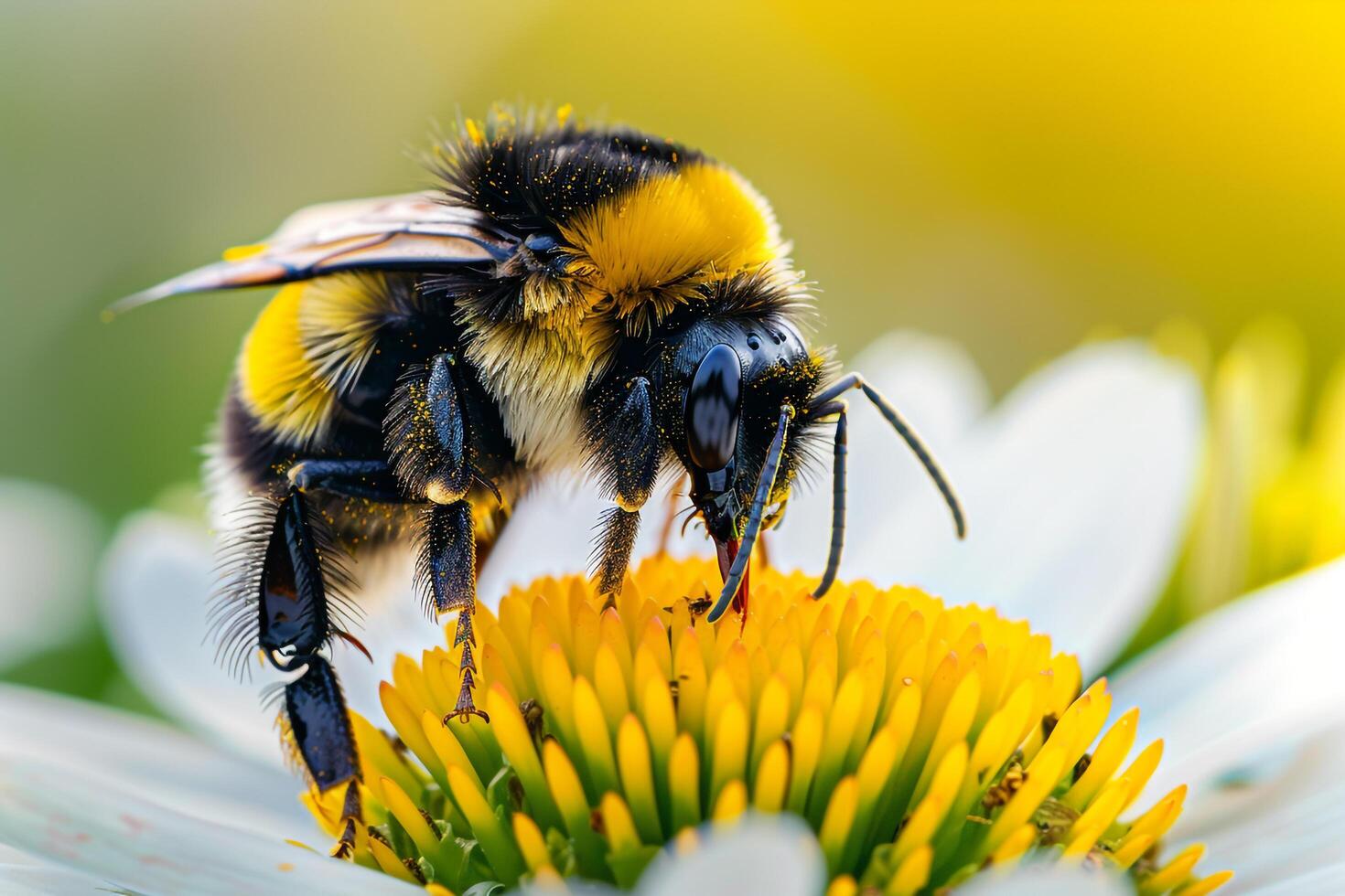 Bee on Flower Nature Background with Insect and Floral Details photo