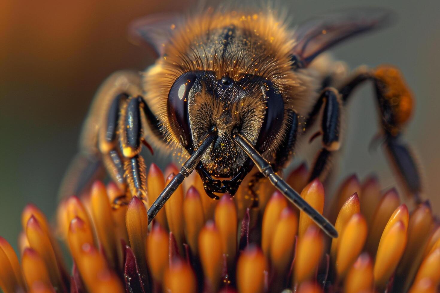 Bee on Flower Nature Background with Insect and Floral Details photo